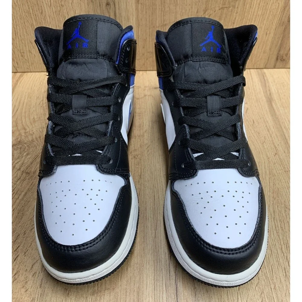 Nike Air Jordan 1 Retro Mid Racer Blue Black 554725-140 Sneakers Youth Size 6.5Y